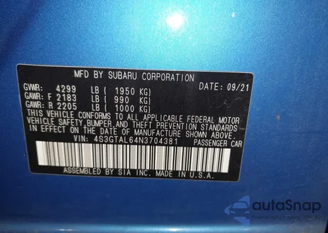 2022 Subaru Impreza Sport 5-Door из США, поврежденный, VIN 4S3GTAL64N3704381